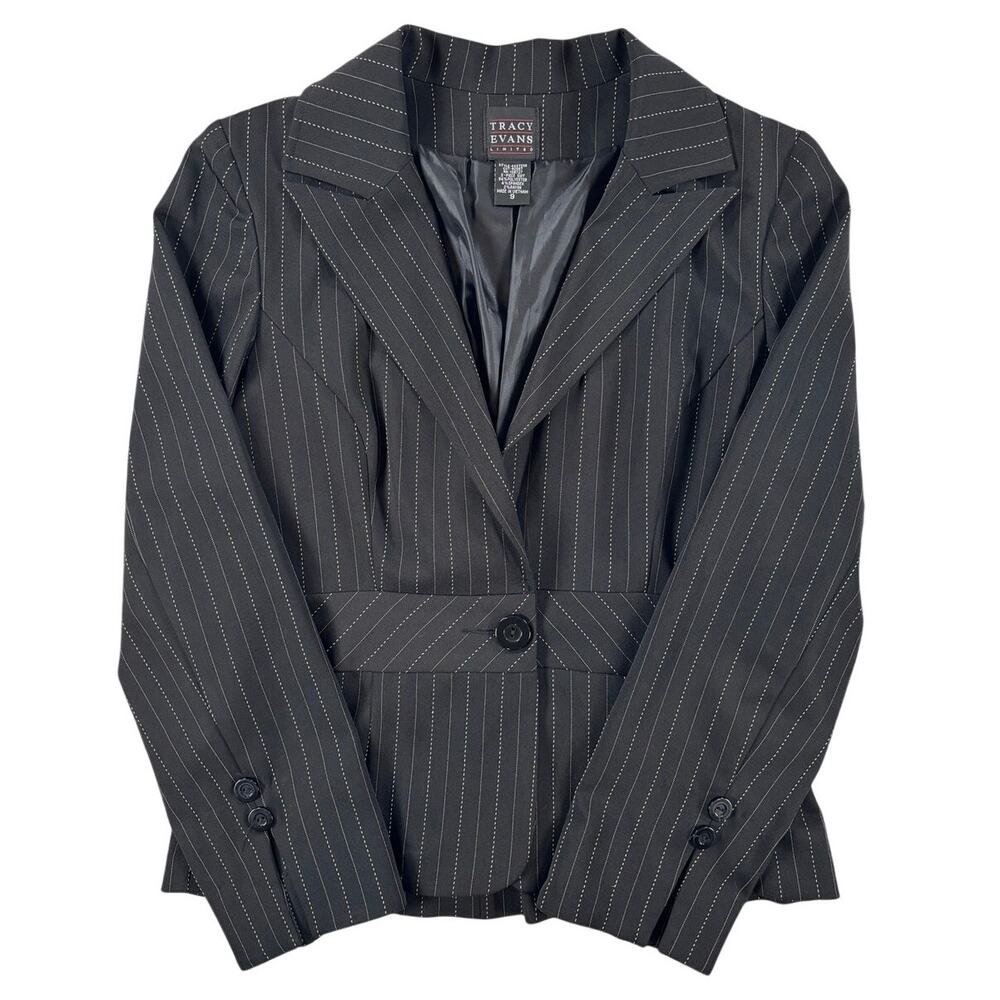 Tracy Evans Limited Juniors Blazer - Black with White Pin Stripes - Size 9